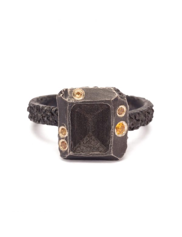 Lost Emerald Ring – Oxidised Silver & Sapphires