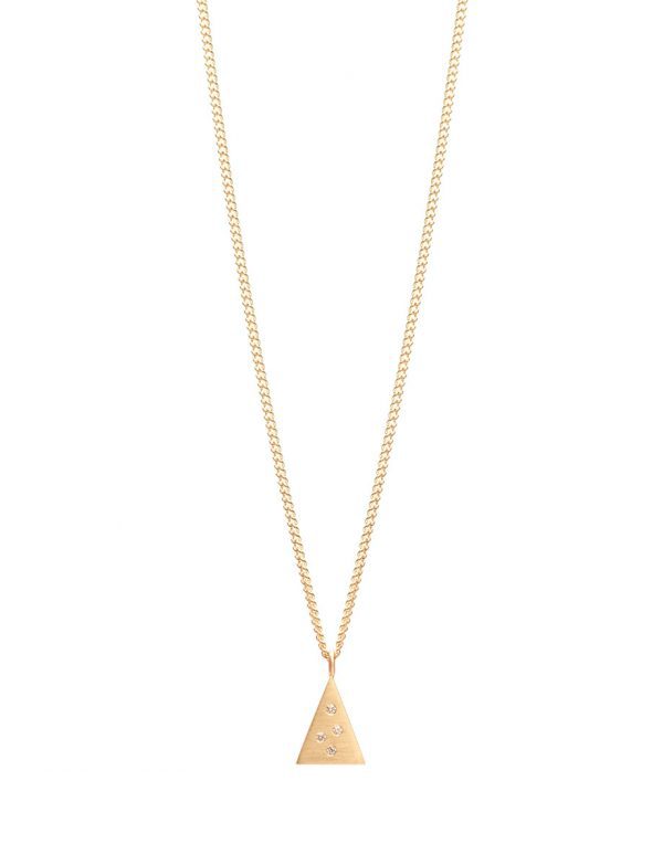 Triangular Speckled Pendant Necklace – Yellow Gold & Diamond