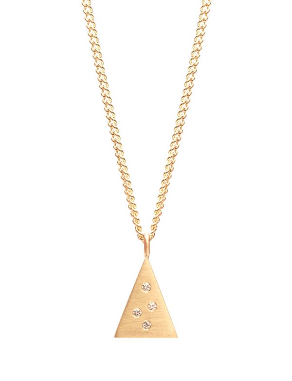 Triangular Speckled Pendant Necklace – Yellow Gold & Diamond