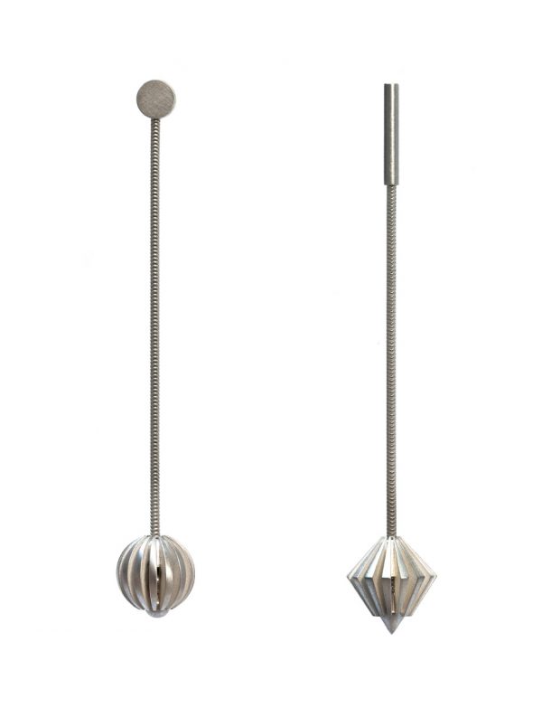 Dual Round Ridge Earrings – Silver