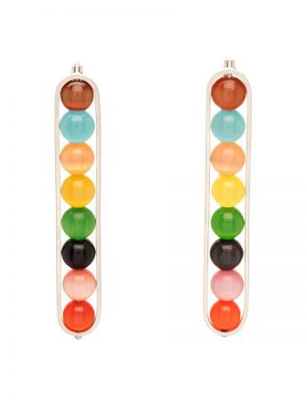 Long Rainbow Candy Earrings – Silver & Glass