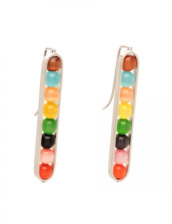 Long Rainbow Candy Earrings – Silver & Glass