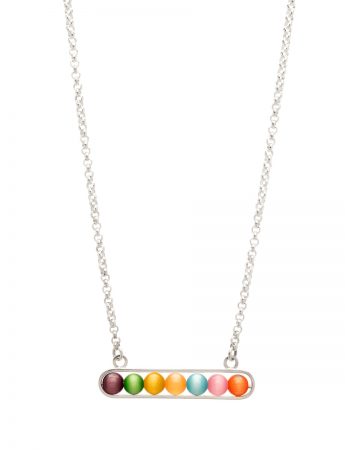 Rainbow Candy Pendant Necklace – Silver & Glass
