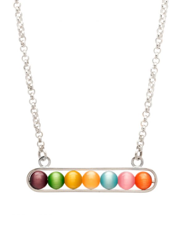 Rainbow Candy Pendant Necklace – Silver & Glass