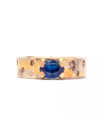 Cobalt Terrain Ring – Gold, Diamond & Sapphire