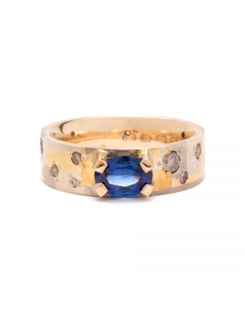 Cobalt Terrain Ring – Gold, Diamond & Sapphire