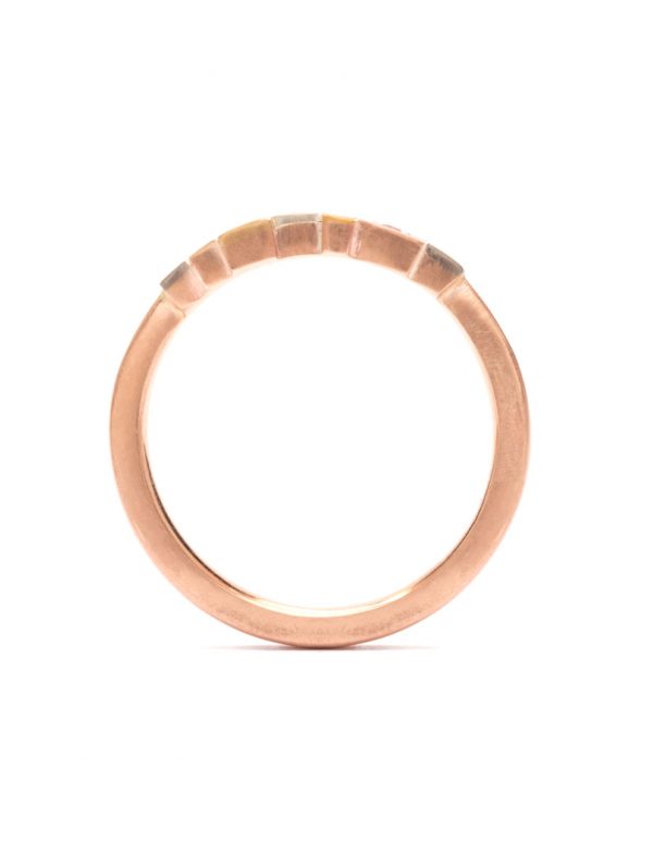 Peach Linear Sequence Ring – Gold & Sapphire