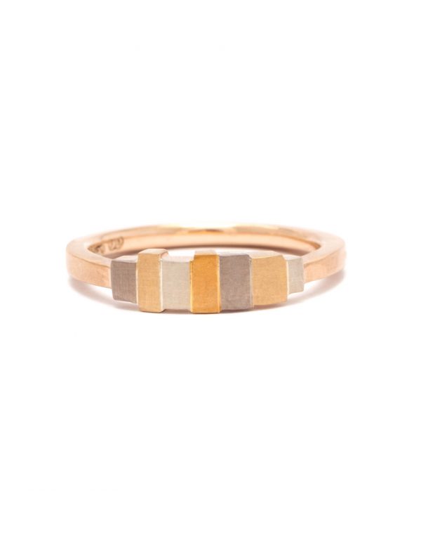 Linear Sequence Ring – White & Yellow Gold