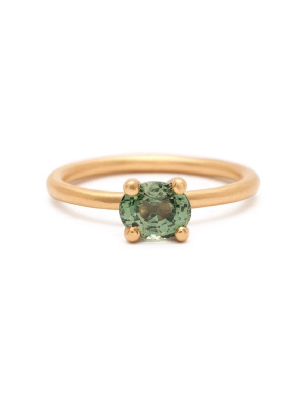 Minty Green Ophir Ring – Yellow Gold & Sapphire