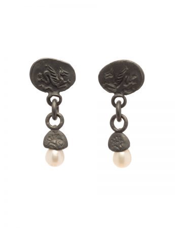 Sea Pearl Earrings – Blackened Silver