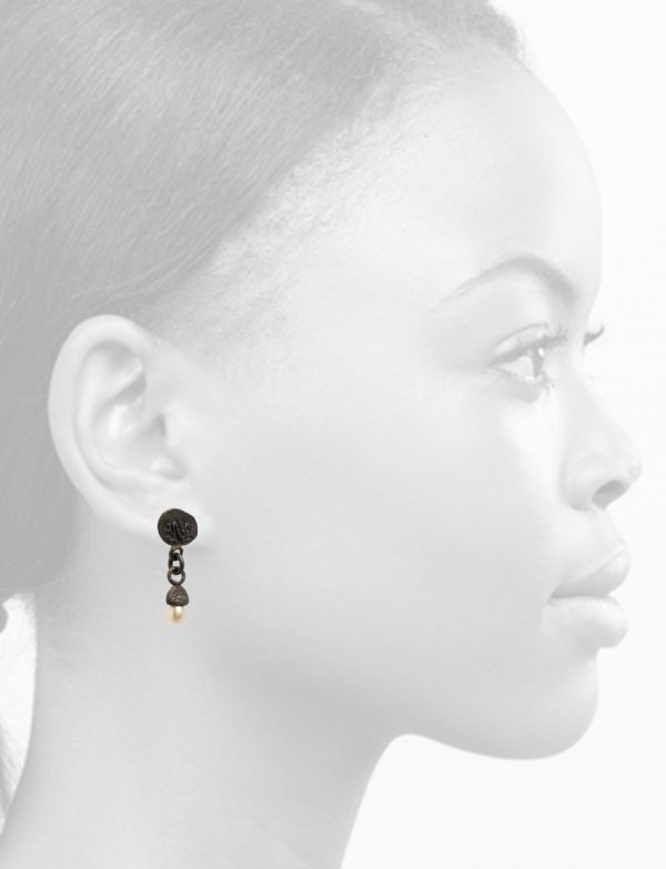 Sea Pearl Earrings – Blackened Silver