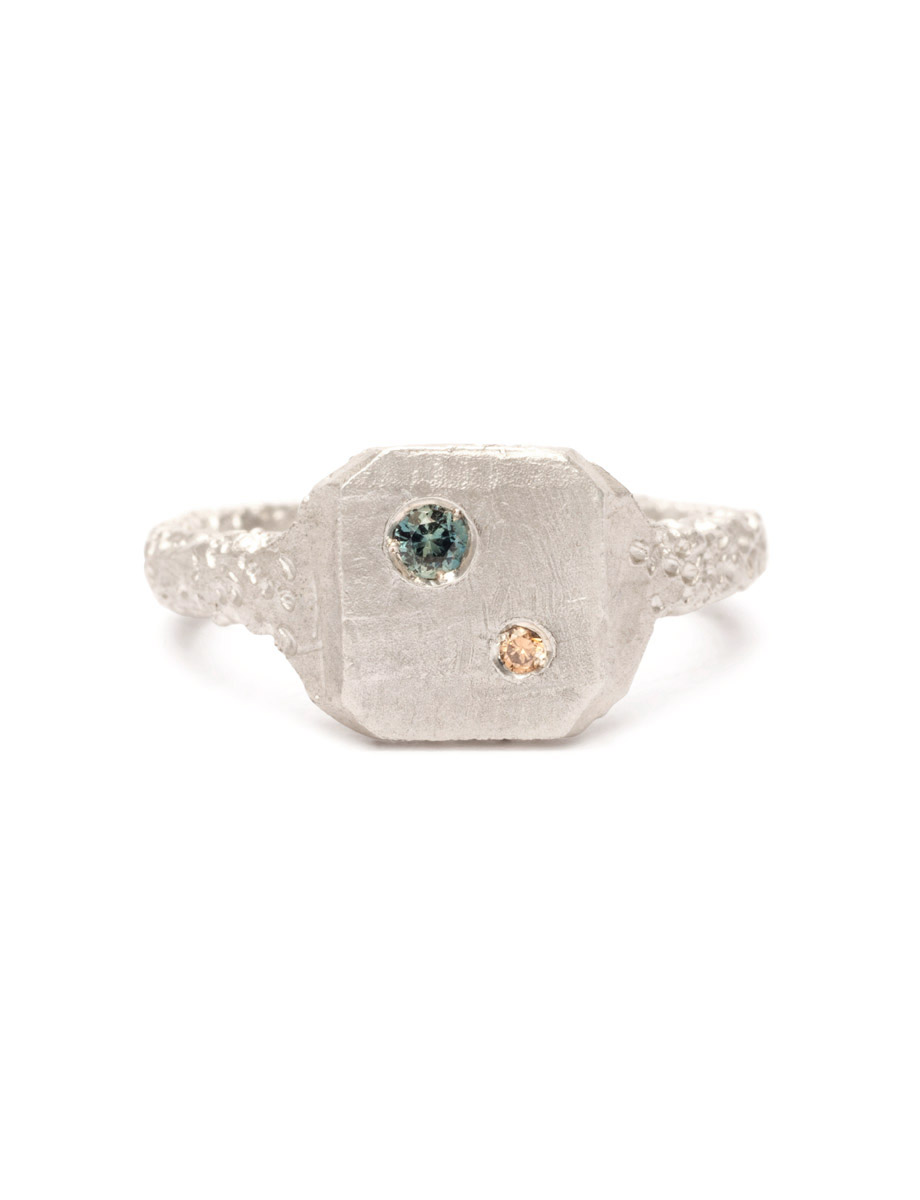 Square Signet Ring – Sapphire & Diamond