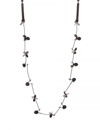 Extra Long Hydrangea Necklace – Blackened Silver