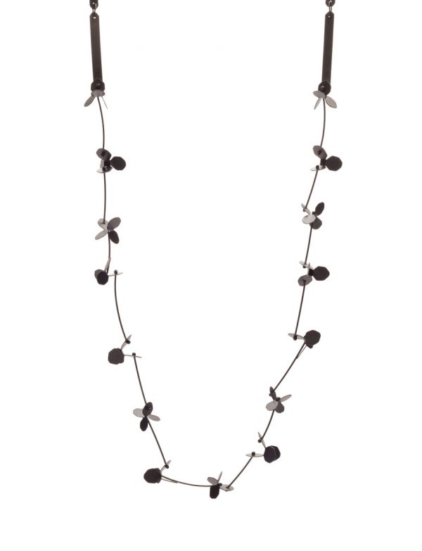 Extra Long Hydrangea Necklace – Blackened Silver