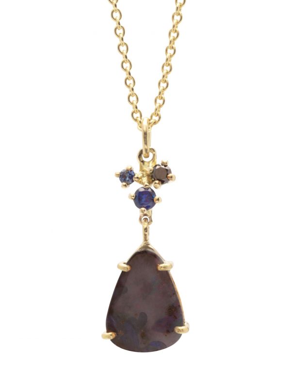 Deep Sea Opal Necklace – Gold & Sapphire