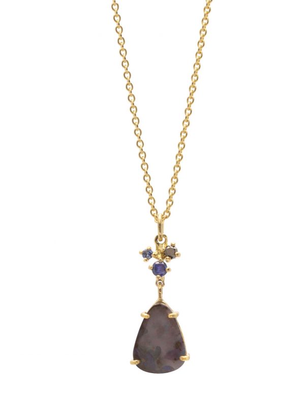 Deep Sea Opal Necklace – Gold & Sapphire
