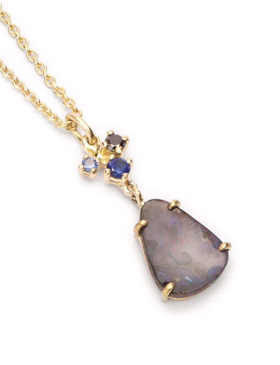 Gold Sapphire Deep Sea Boulder Opal Necklace e.g.etal Melbourne