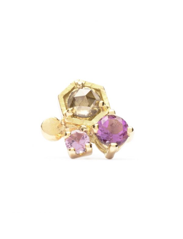 Lemuria Cluster Stud Earring – Gold & Sapphire