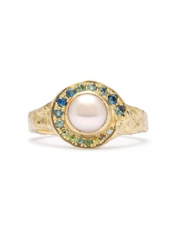 Oceanic Spiral Ring – Pearl & Sapphire