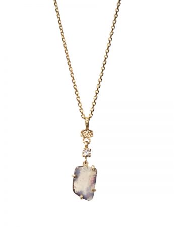 Atlantia White Opal Pendant Necklace – Diamond & Gold