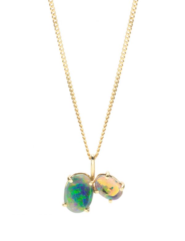 Duo Dark Opal Necklace – Yellow Gold