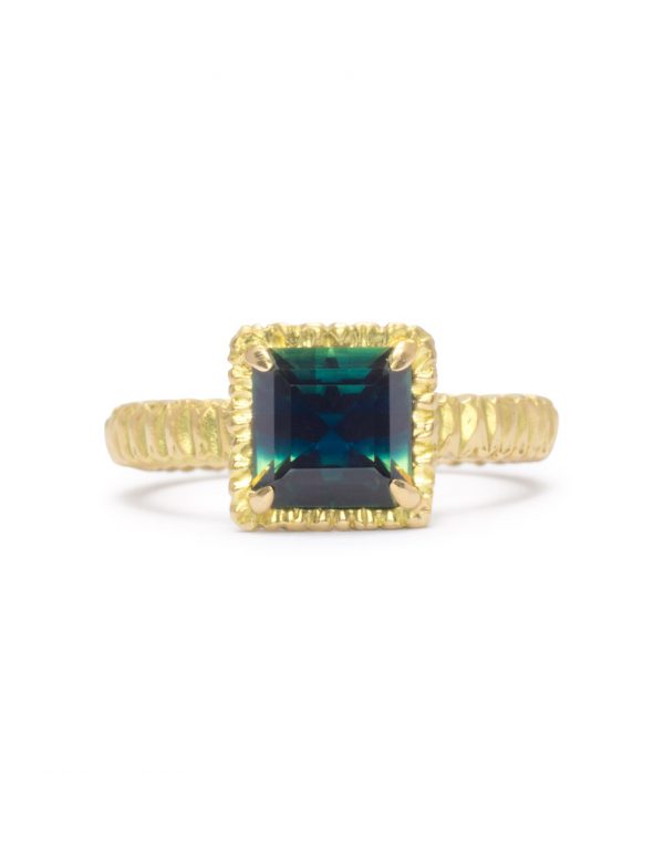 Elevated Square Teeth Gem Ring – Parti Sapphire