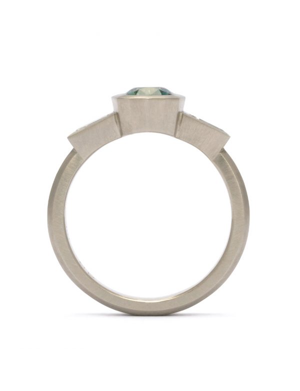 Michigan Avenue Ring – White Gold & Montana Sapphire