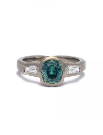 Michigan Avenue Ring – White Gold & Montana Sapphire