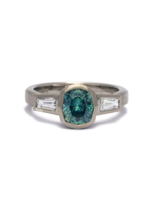 Michigan Avenue Ring – White Gold & Montana Sapphire