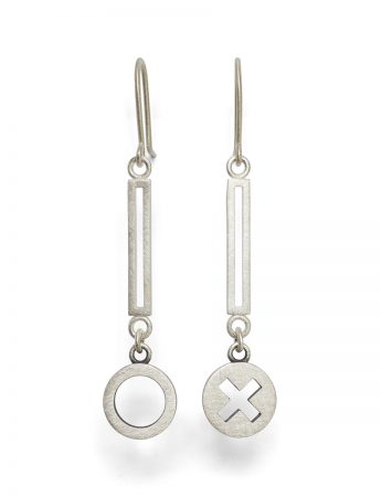 XO Drop Hook Earrings – Silver