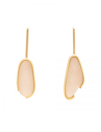 Large Pale Pink Beach Glass Earrings – Yellow Gold