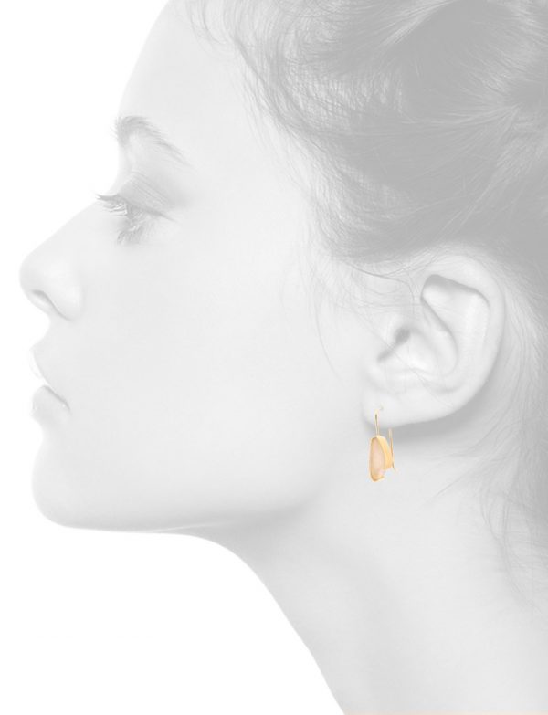Large Pale Pink Beach Glass Earrings – Yellow Gold