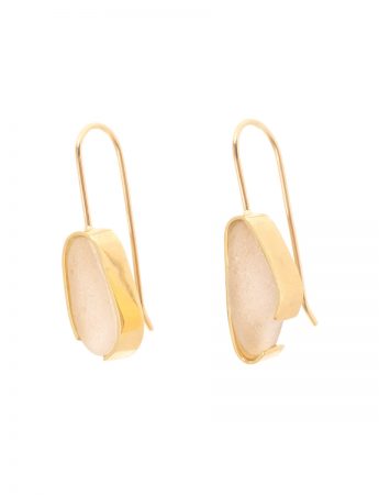 Large Pale Pink Beach Glass Earrings – Yellow Gold