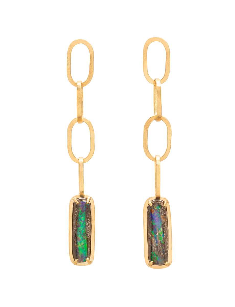 Chain Drop Earrings – Gold & Boulder Opal