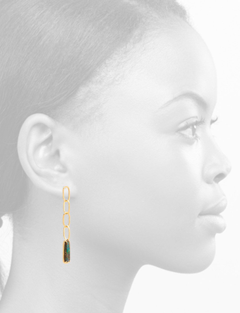 Chain Drop Earrings – Gold & Boulder Opal