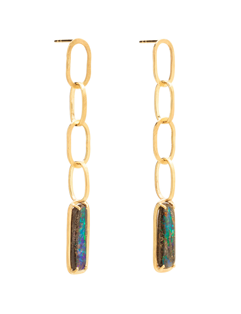 Chain Drop Earrings – Gold & Boulder Opal