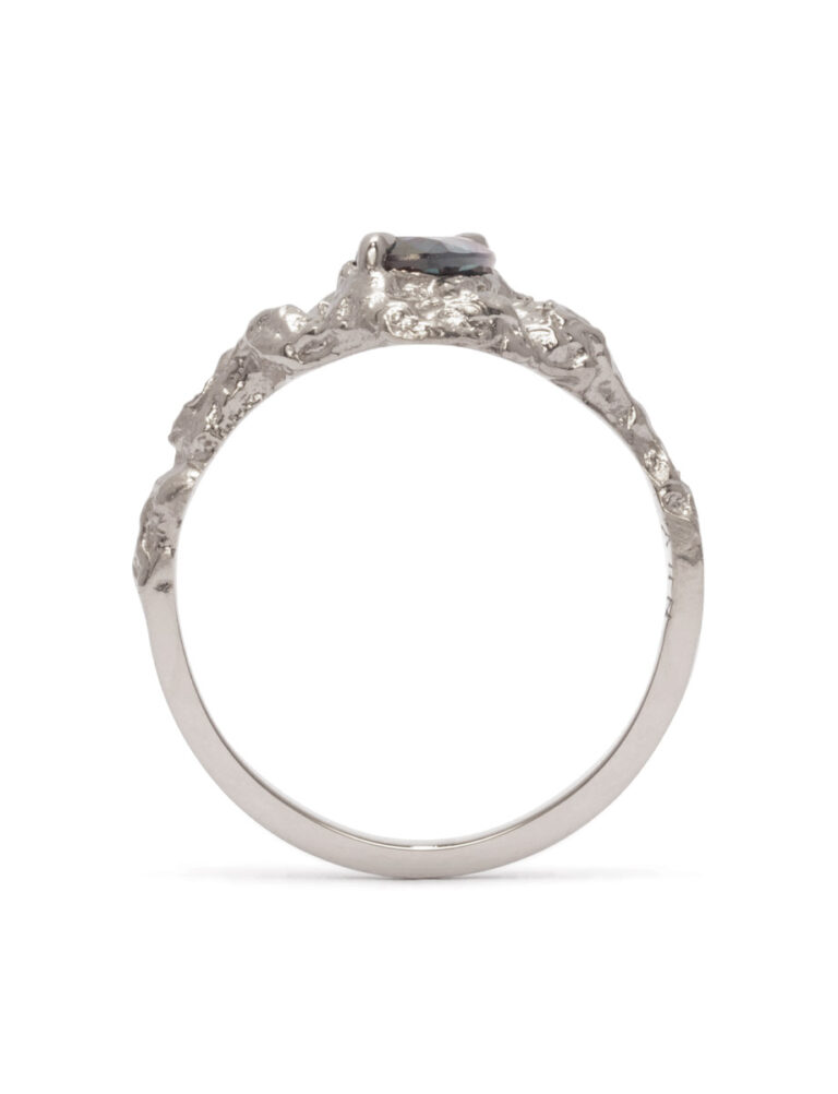 Tannin Ring – White Gold & Blue Sapphire