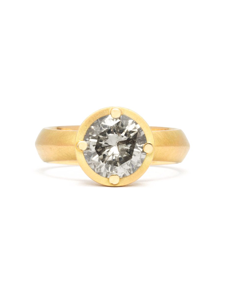 Salt & Pepper Diamond Ring – Yellow Gold