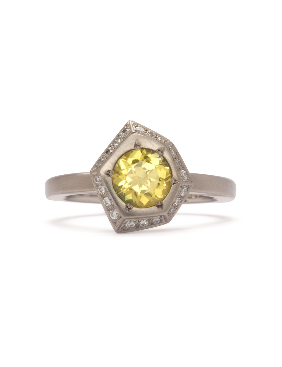 Scattered Light Ring – White Gold & Yellow Sapphire