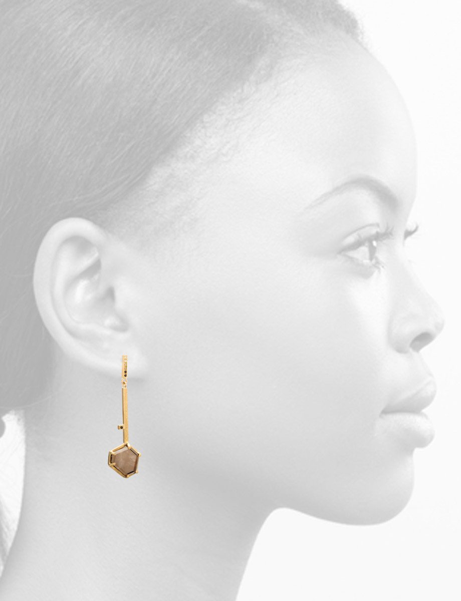 Ember Earrings – Yellow Gold & Smoky Quartz