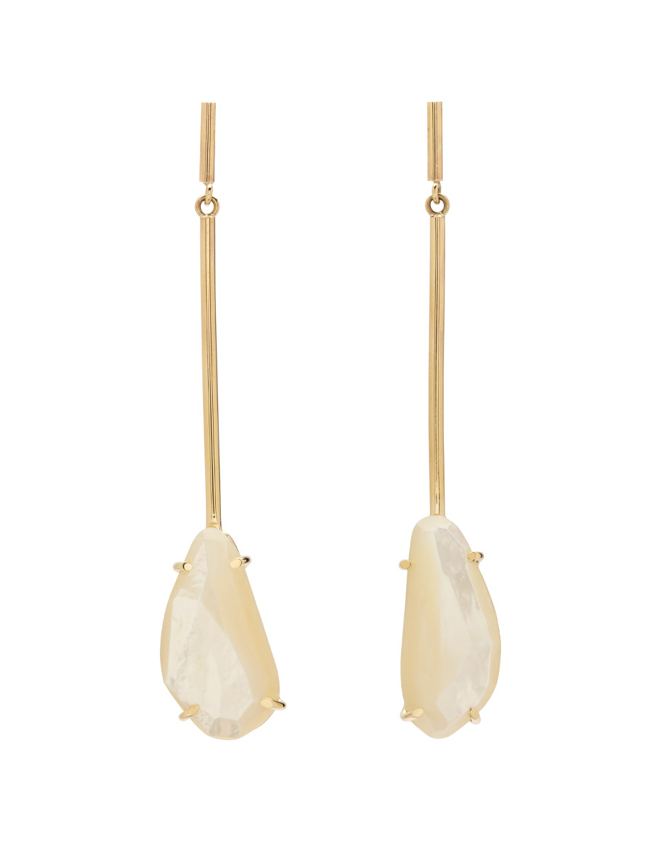 Axis of Asymmetry Earrings – Yellow Gold & Mother of Pearl