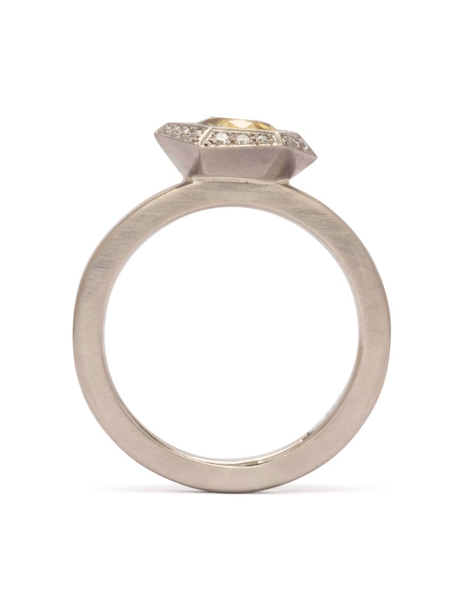 Scattered Light Ring – White Gold & Yellow Sapphire