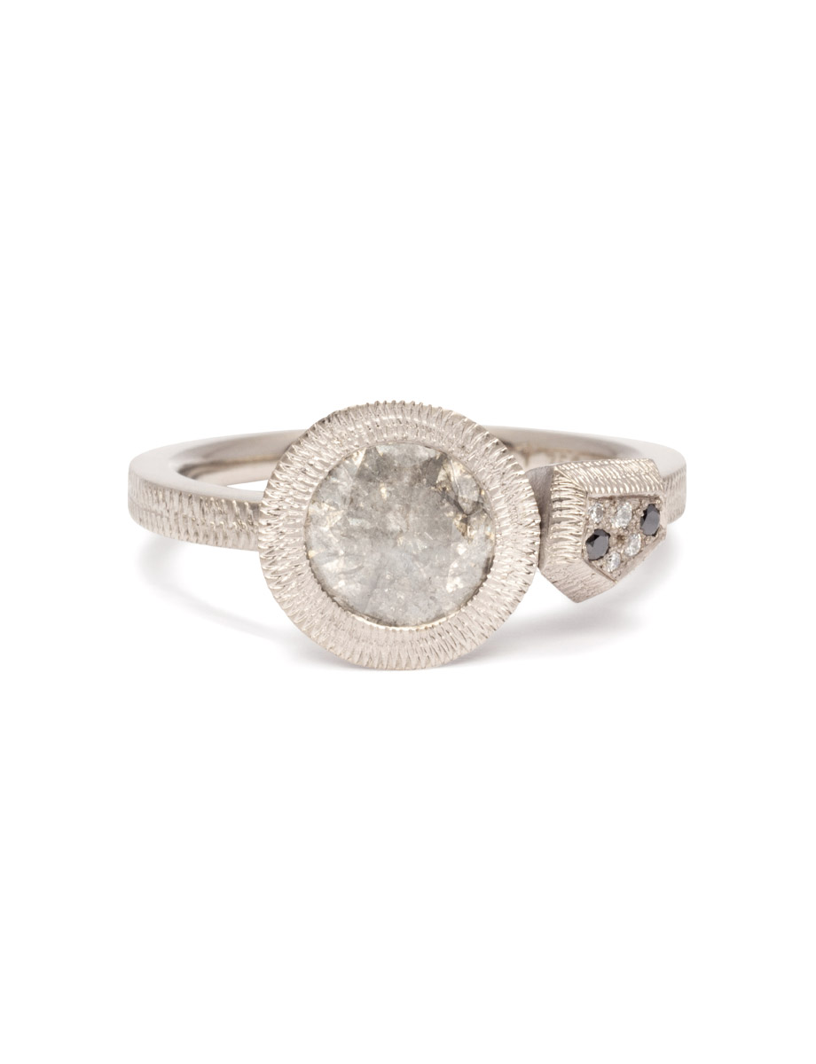 Companion Ring – White Gold & Salt and Pepper Diamond