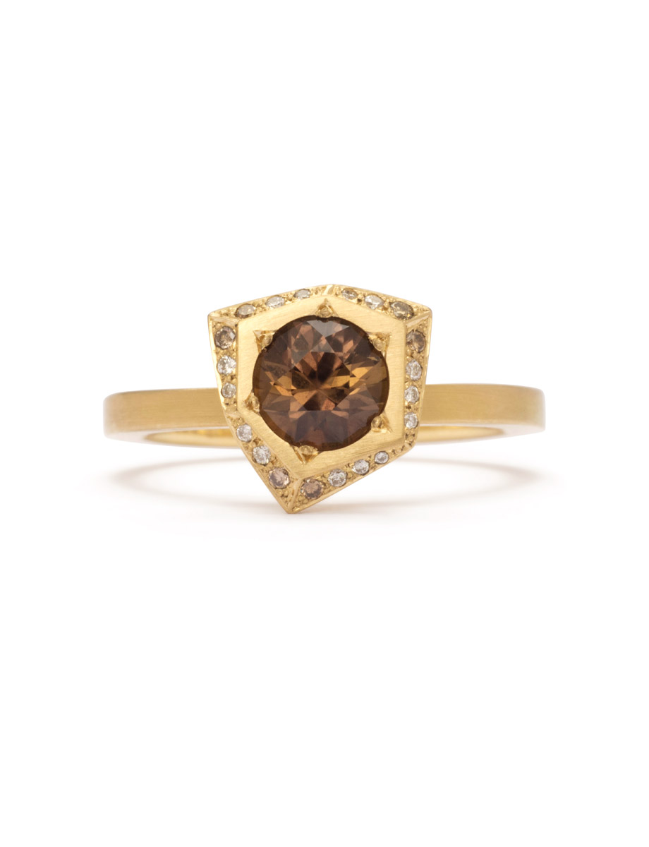 Scattered Light Ring – Yellow Gold & Bronze Sapphire