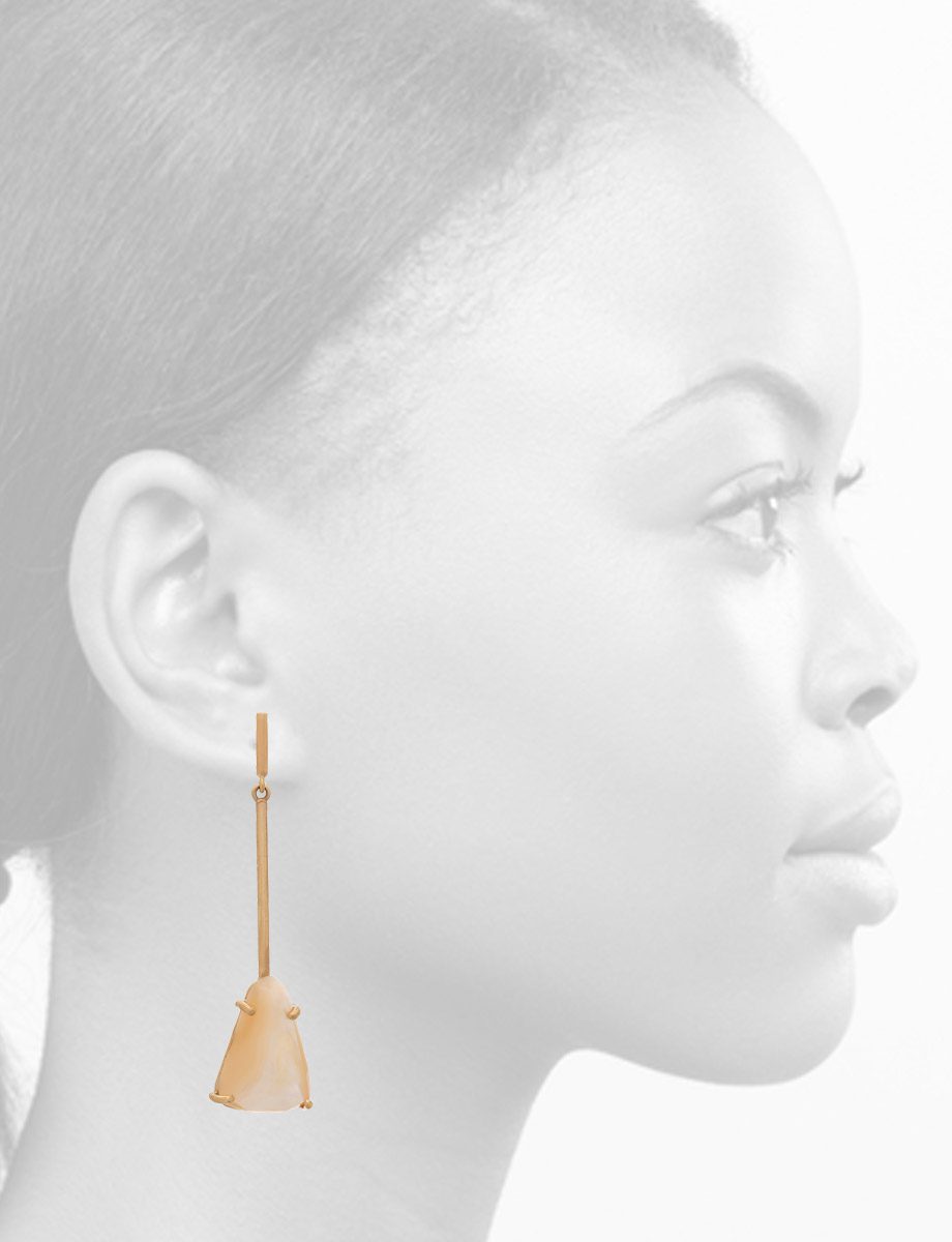 Axis of Asymmetry Earrings – Yellow Gold & Mother of Pearl