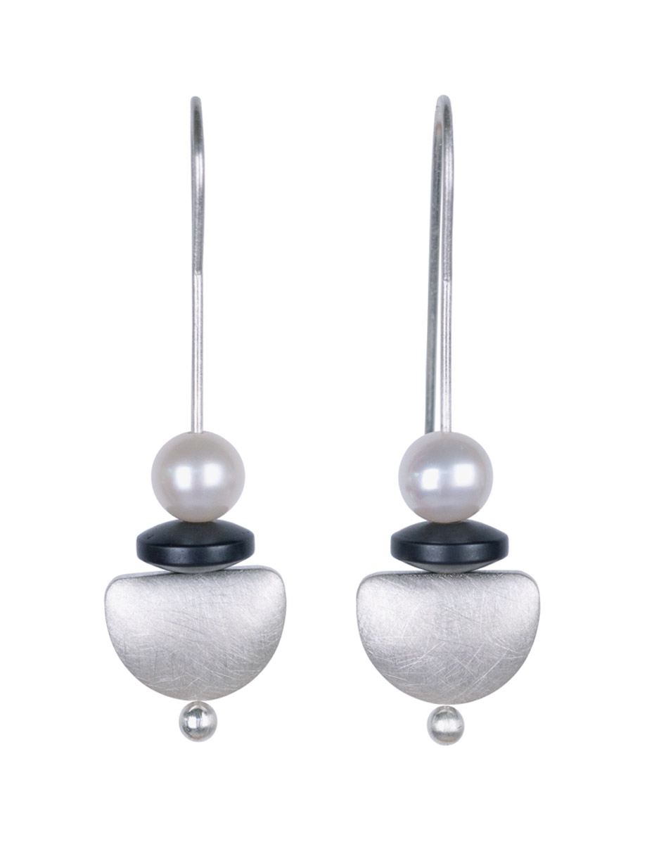 Balanced Moments Hook Earrings – Silver & Pearl