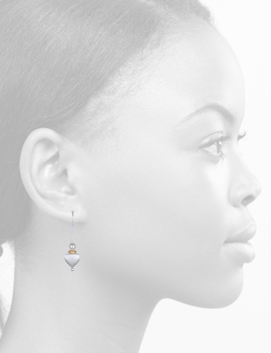Poised Worlds Hook Earrings – Silver, Gold & Pearl