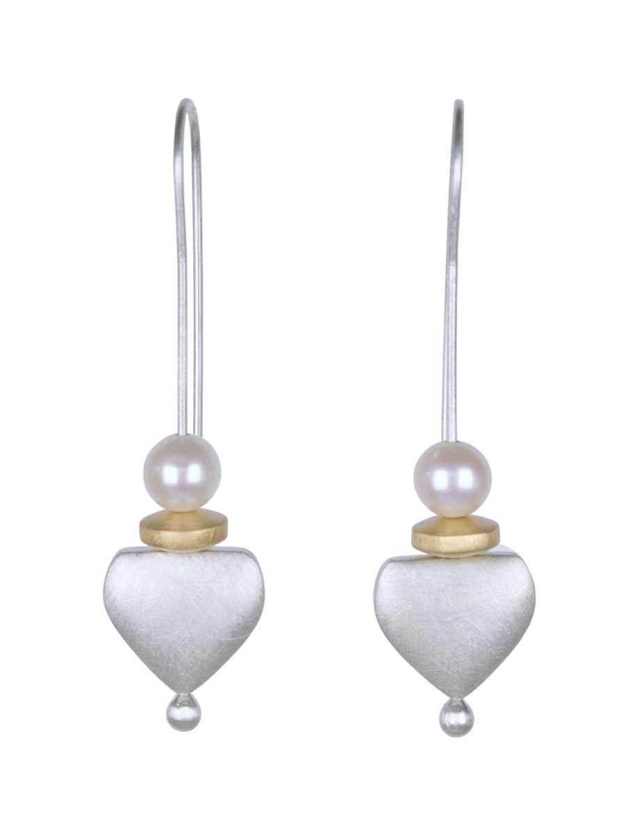 Poised Worlds Hook Earrings – Silver, Gold & Pearl