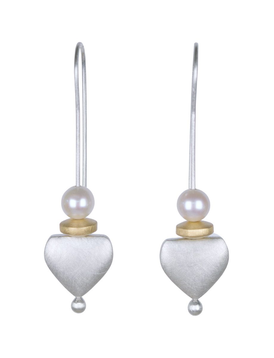 Poised Worlds Hook Earrings – Silver, Gold & Pearl