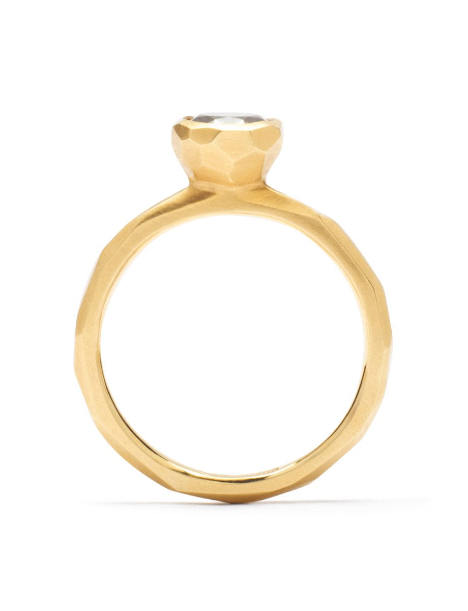Cup Ring – Yellow Gold & Salt and Pepper Diamond